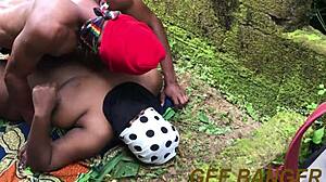 juicy ghetto ebony nija bends over for black cock doggystyle squirting cum on ass drip