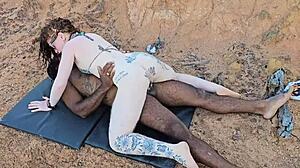 he takes her out then pounds her tight ass creampie in hardcore interracial