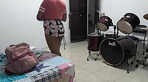 im so horny packin for venezuela vacation showin off my milf tits housewife style