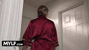 perfect housewife rides tenant's cock in secret shower fingering moans