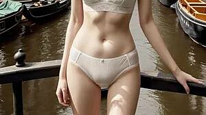 lingerie models barefoot by amsterdam canals feel so sexy