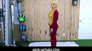 Arab Teen Wife Kira Perez Cheats with Trainer Hijab Blowjob Fuck!