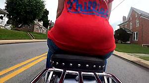 big ass biker slut flashes curves on motorcycle gopro ride
