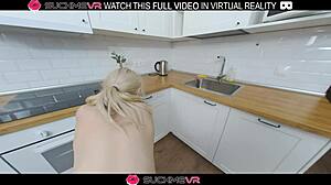 Pretty Blonde Di Teases Monster Big Black Cock in VR