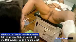Dr Tampa's tanned latina student Stefania spreads in nurse gloves.