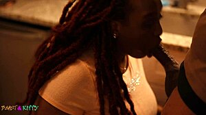 bbc face fucks ebony slut in kitchen then creampies her bedroom pussy doggystyle