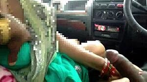 Stepmom swallows stepson's cum after car blowjob handjob deep in outdoor forest adventure