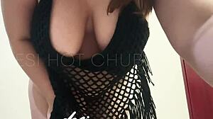 desi auntie dances erotically flashing huge tits and hairy pussy for you