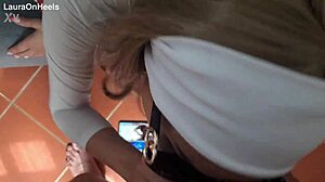 Blonde Milf in Sunglasses Gives Gagging Deepthroat POV Blowjob Swallows Huge Cum Load