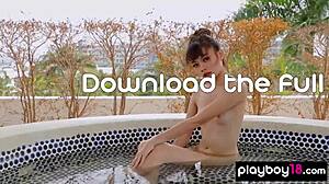 skinny thai teen sowan strips petite body outdoors revealing cute exotic shaved pussy on the roof