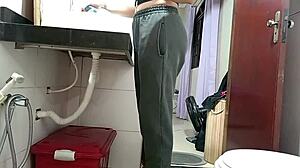 Big Ass Maid Caught Bent Over in Bathroom Takes Black Cock Creampie Doggystyle. Clothes Ripped Gaping Vagina