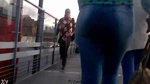 watch her shake that huge ass under the skirt in public hd voyeur glory!