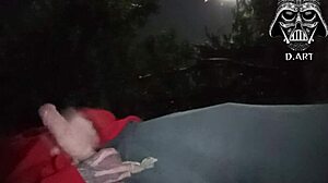 Brazilian Brunette With Small Waist Jerks Huge Cock In Public Garden Toilet