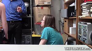 that goth shoplifter teen gets railed doggystyle while boyfriend watches helplessly