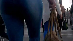 watch her shake that huge ass under the skirt in public hd voyeur glory!