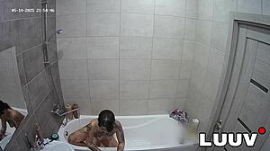 Luuv's Brunette Emily Fingers to Orgasm on Homemade Bathroom Voyeur Camera