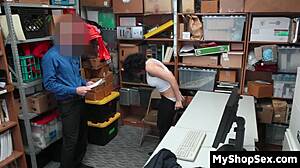 shoplifter teen cries as burglar cop fucks tight pussy at work