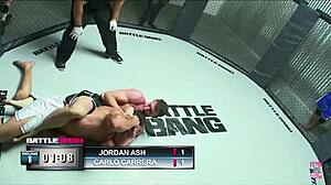 Hey, strong fighter beats Lilith in a match and claims his prize night with her bent over doggy style