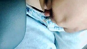 Masturbating juicy pussy in car by beautiful tight girlfriend