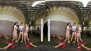naughty america babes kyler quinn paige owens tag team gym stud's big cock with blowjobs and pussy rides