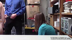 that goth shoplifter teen gets railed doggystyle while boyfriend watches helplessly