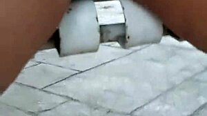 horny latina bbw stuffs huge shaved pussy toy in park panties down