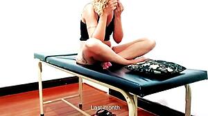 horny waxing client licks masseuse ass pussy desk sex at work!