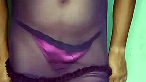 feeling so hot modeling this pink satin panty while orgasming in lingerie 👙💋