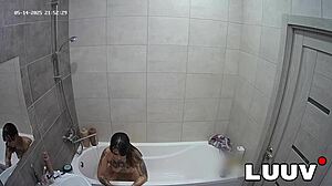 Luuv's Brunette Emily Fingers to Orgasm on Homemade Bathroom Voyeur Camera