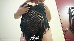 desi auntie dances erotically flashing huge tits and hairy pussy for you