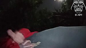Brazilian Brunette With Small Waist Jerks Huge Cock In Public Garden Toilet