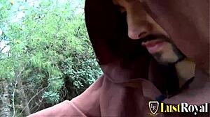 A young french blonde gets railed hard by monk cristal bardzo deep in forest woods