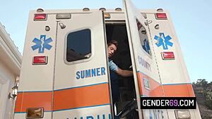 sexy trans nurse bailey archer gets barebacked by ambulance driver in hospital