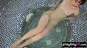 skinny thai teen sowan strips petite body outdoors revealing cute exotic shaved pussy on the roof