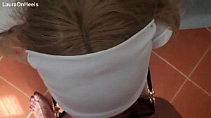 Blonde Milf in Sunglasses Gives Gagging Deepthroat POV Blowjob Swallows Huge Cum Load