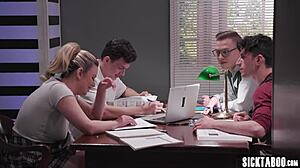 Big Ass Teen Heather Honey Gangbanged by Perverted Classmates Double Penetration