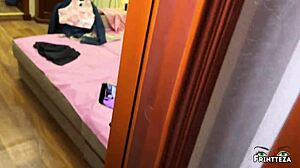 stepfather punishes stepdaughter with rough blowjob and pussy riding for new halloween phone