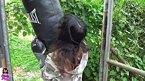 Petite Teen Sucks Neighbor's Monster Cock After Boxing Mishap
