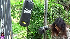 Petite Teen Sucks Neighbor's Monster Cock After Boxing Mishap