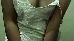 oiled big ass asian in miniskirt masturbates pussy
