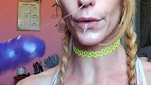 vanessa hastings gagging on messy spit dildo deepthroat huh?