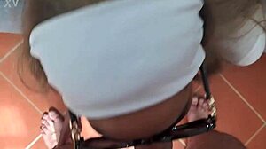 Blonde Milf in Sunglasses Gives Gagging Deepthroat POV Blowjob Swallows Huge Cum Load