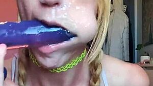 vanessa hastings gagging on messy spit dildo deepthroat huh?