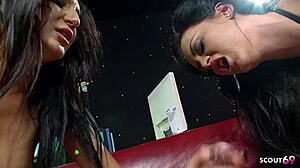 damn cougar watches husband drilled by two inked brunettes in ffm 😈