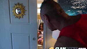 Clan girl rubs horny pussy on toilet till stepdad catches her