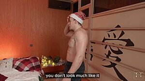 every christmas santa delivers cute blonde with big tits for face fucking blowjob creampie and monster cock pounding her pretty pussy