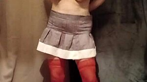 french slave f strips teasing before outdoor bdsm spanking session