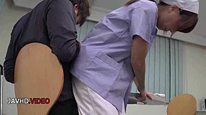 that steamy asian nurse in the hospital gives two lucky guys the hottest blowjobs ever