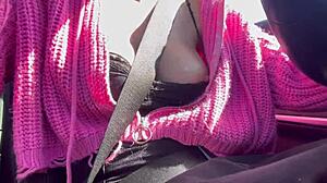 hey italiana milf artemisia flashes juicy tits on car ride