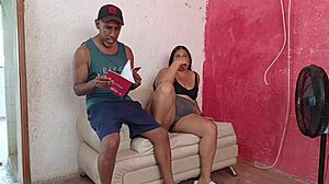 wife cheats fucking neighbor as cuckold hubby slaves at work